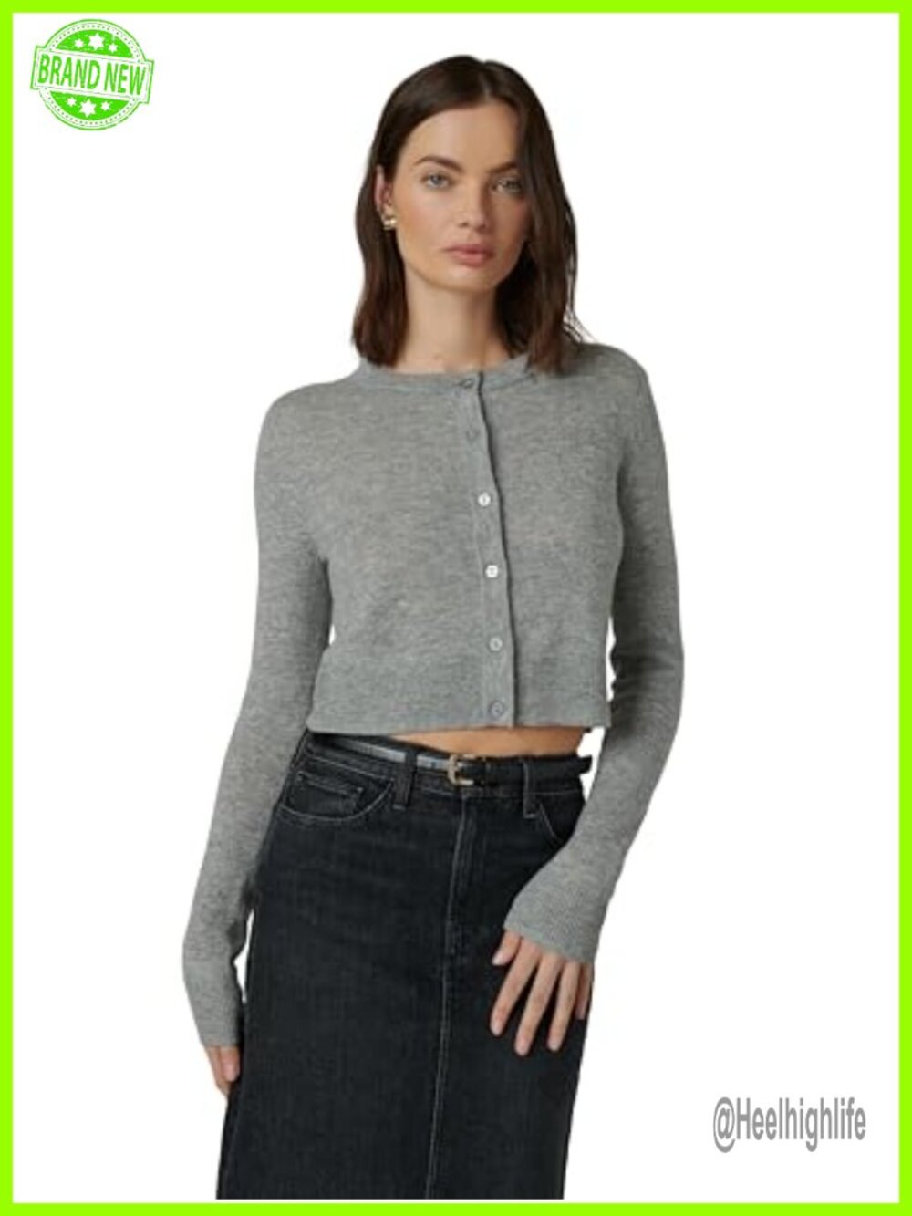 Cashmere Button Down Cardigan Long Sleeve Crew Neck Button Down